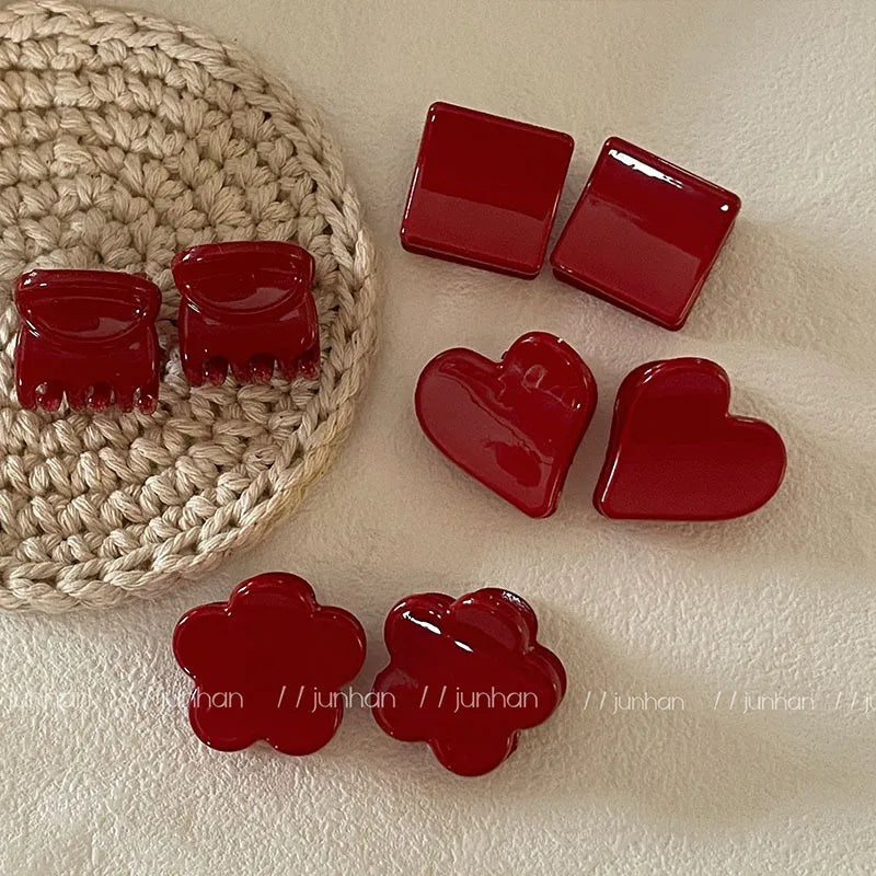 Red hair clip women's side banger clip small mini duckbill clip temperament seamless clip hair clip headwear Hair Claws