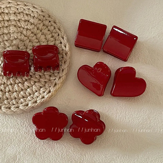 Red hair clip women's side banger clip small mini duckbill clip temperament seamless clip hair clip headwear Hair Claws