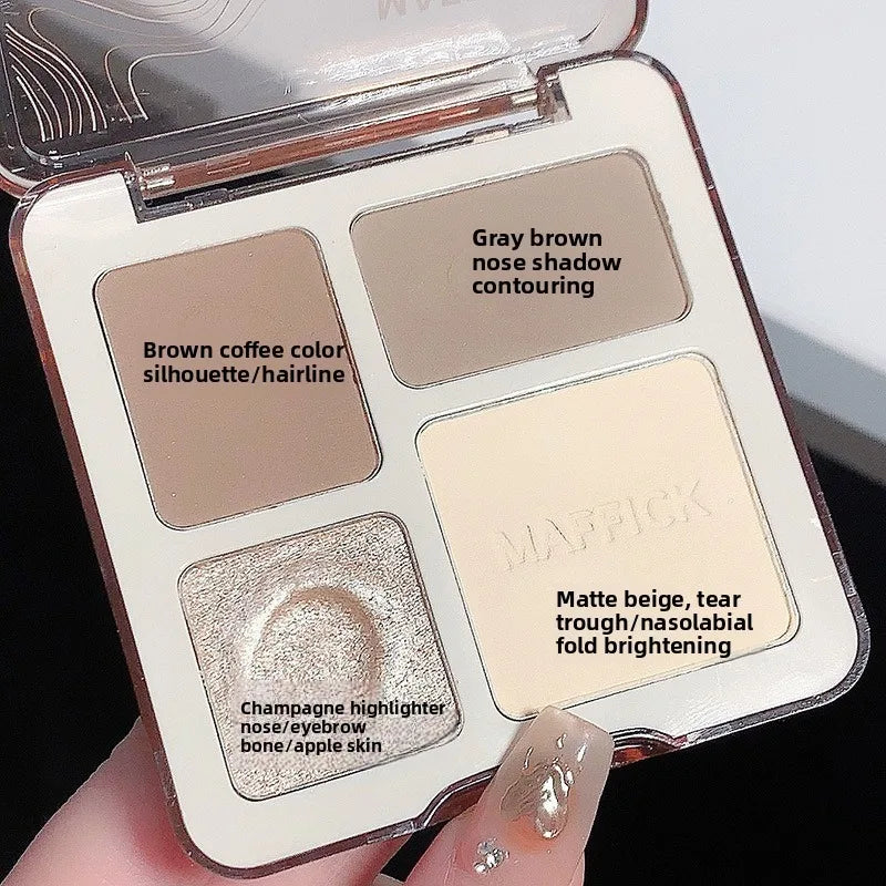 4-color Matte Highlighter Contour Palette Long Lasting 3D Sculpting Brightening Face Makeup Kit Portable Eyeshadow