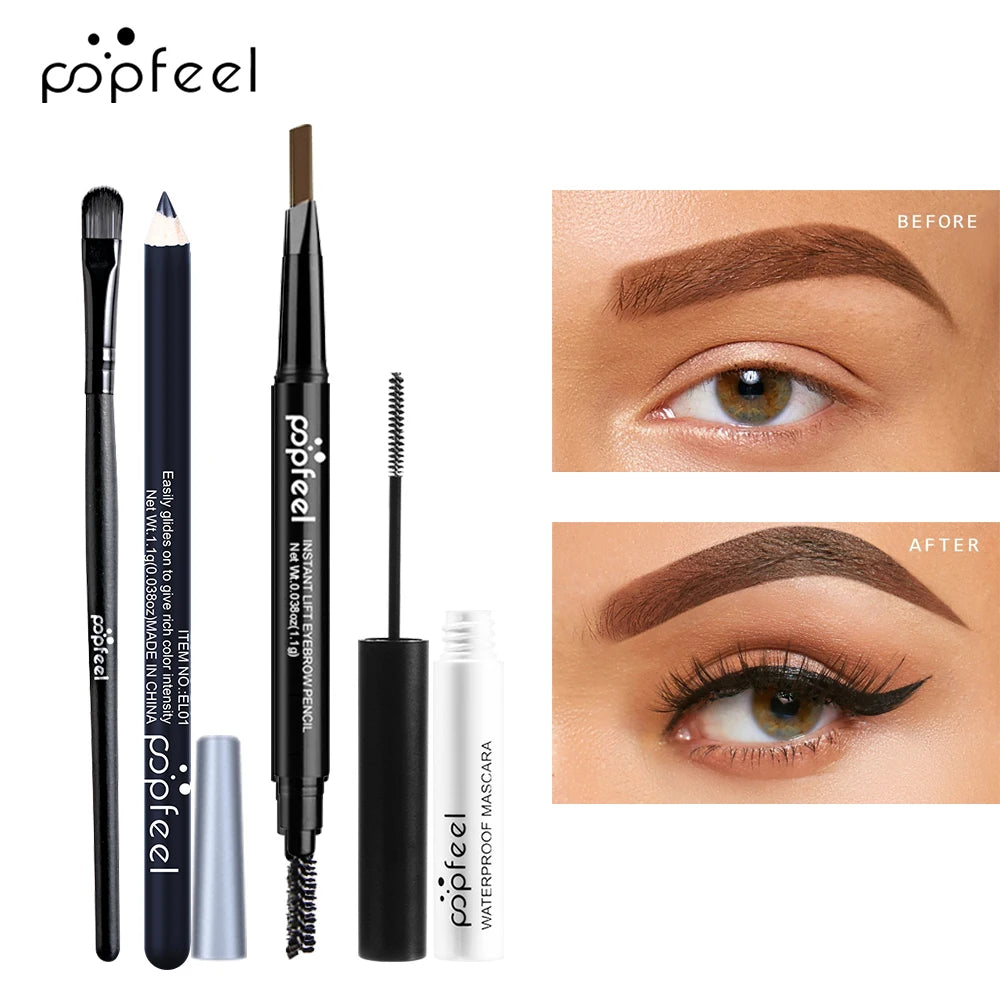 POPFEEL Eye Makeup Set – Eyeshadow, Eyeliner, Mascara & Eyebrow Pencil