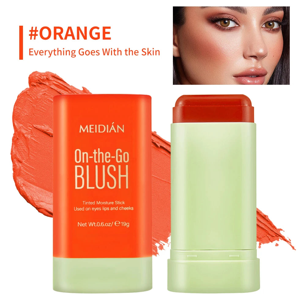 1pc Face Blush Cream Stick Korean Makeup Cosmetic Waterproof Long Lasting Lipstick Red Matte Blush Stick  Makeup Cream Blush