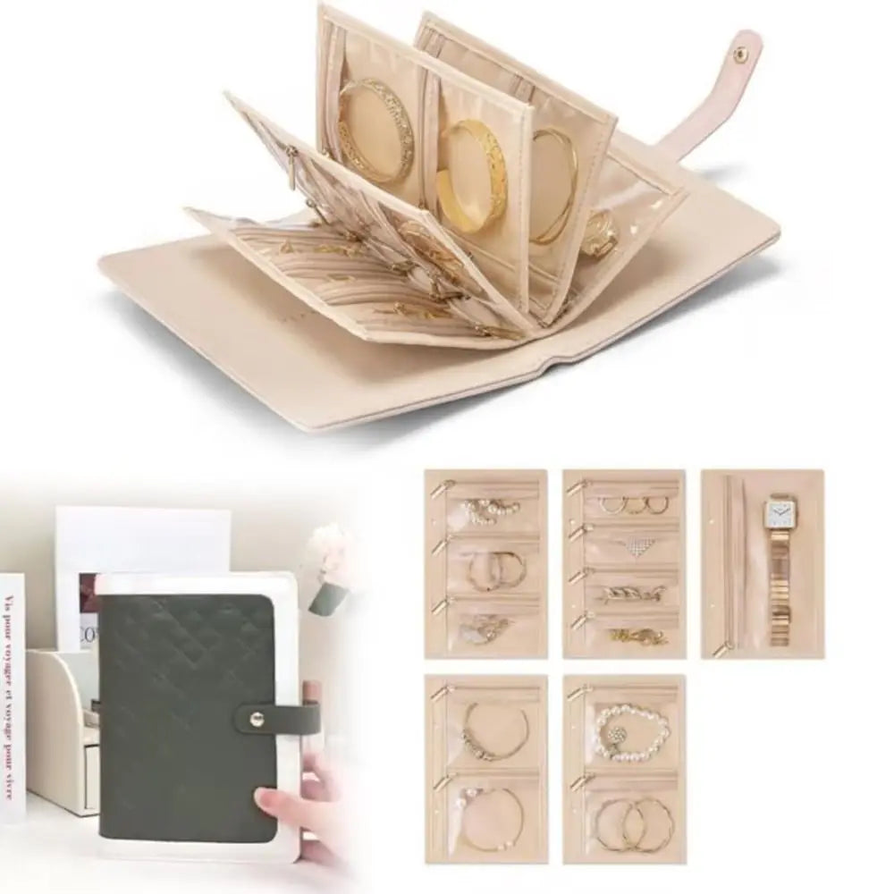 Portable PU Leather Jewelry Storage Book Jewellery Binder, Jewelry Organizer Roll, Small Anti Oxidation Jewelry Storage Bag