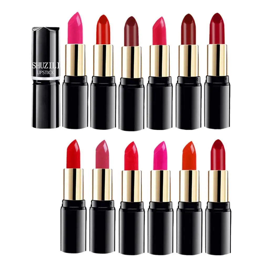 SHUZILI Moisturizing  Lipstick Velvet High Quality Lipsticks Shiny Professional Korean Makeup Cosmetic For Lip Women
