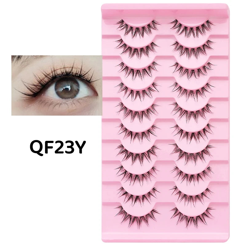 DINGSEN 10Pairs Clear Band Anime Natural False Eyelashes Manga Lashes False Eyelashes Korean Makeup Wholesale Fake Eyelashes