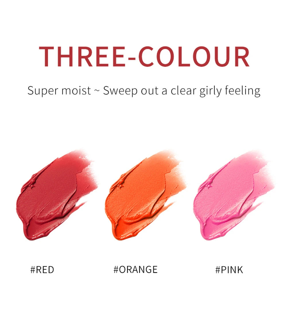 1pc Face Blush Cream Stick Korean Makeup Cosmetic Waterproof Long Lasting Lipstick Red Matte Blush Stick  Makeup Cream Blush