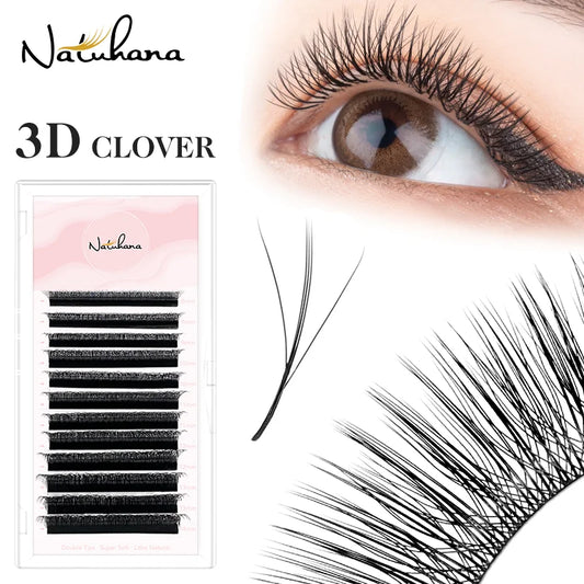 NATUHANA 3D W Shape Eyelash Extensions – Premade Volume Fan Faux Mink Lashes