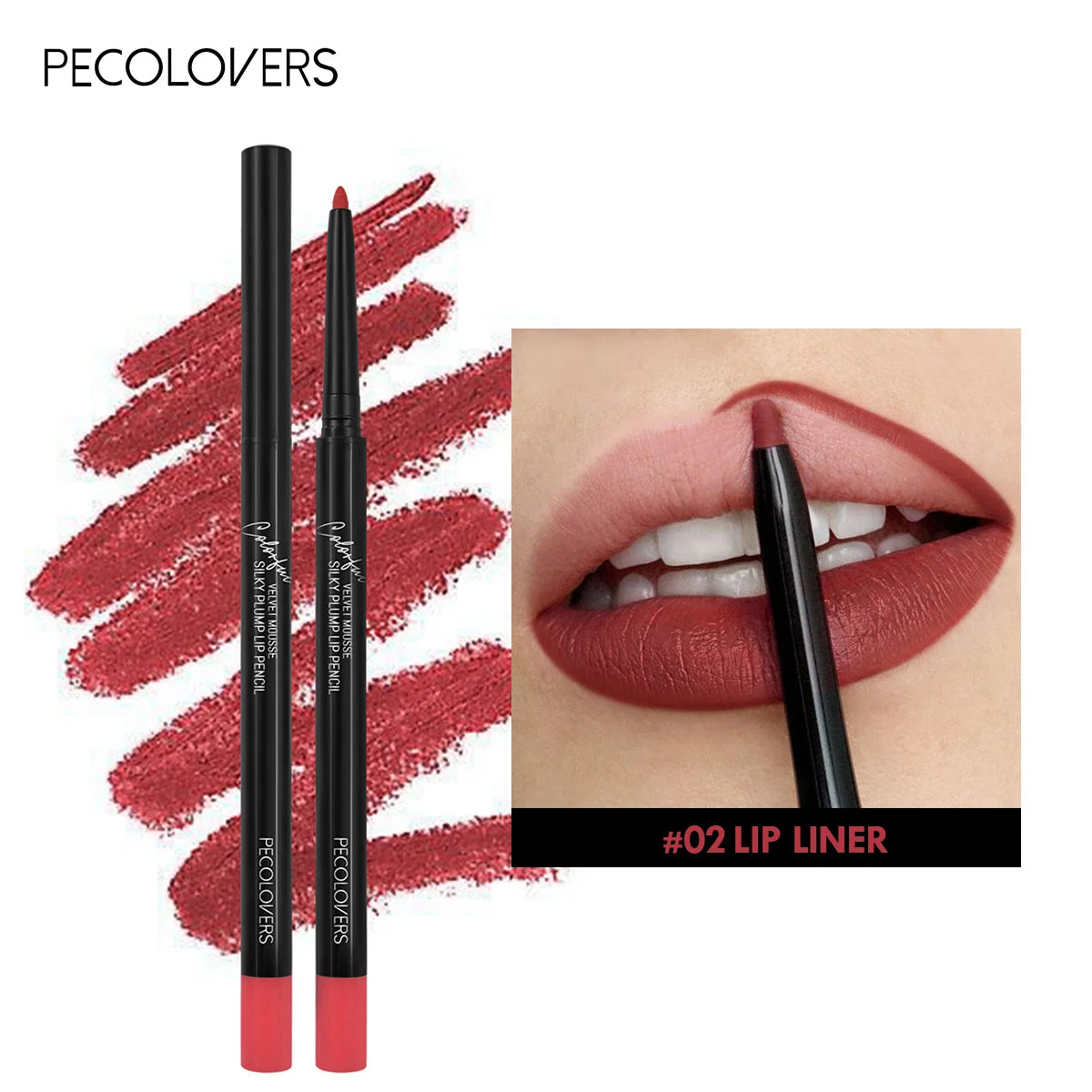 Matte Red Lipliner & Lipstick Pencil – Waterproof, Moisturizing, 12 Shades