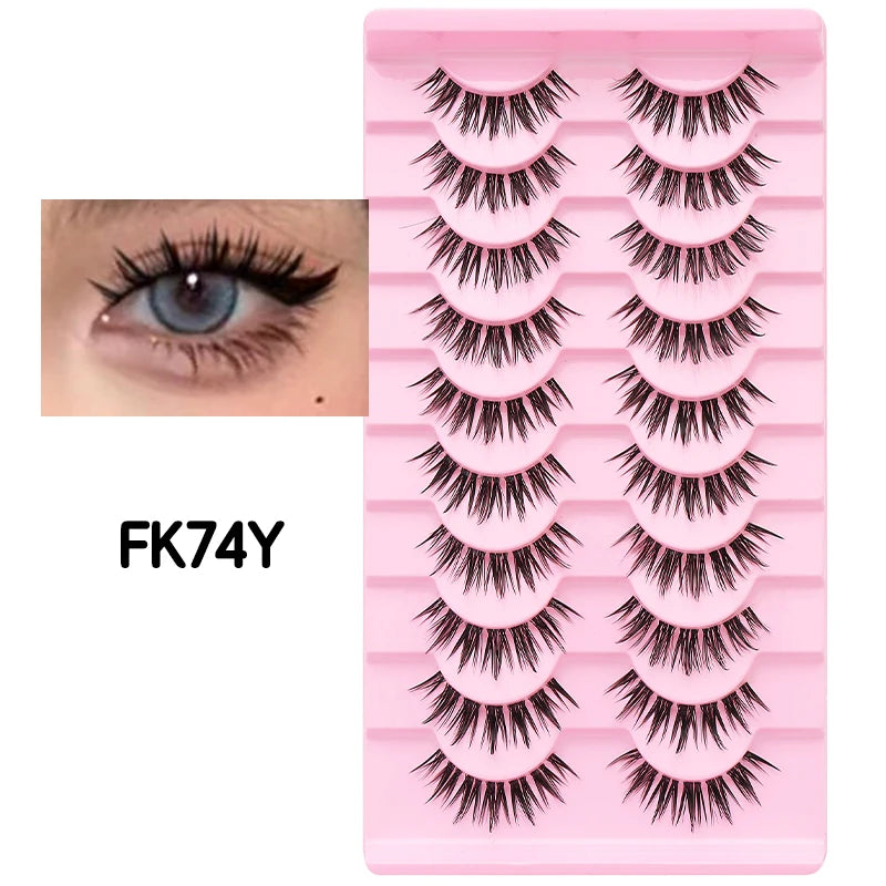 DINGSEN 10Pairs Clear Band Anime Natural False Eyelashes Manga Lashes False Eyelashes Korean Makeup Wholesale Fake Eyelashes