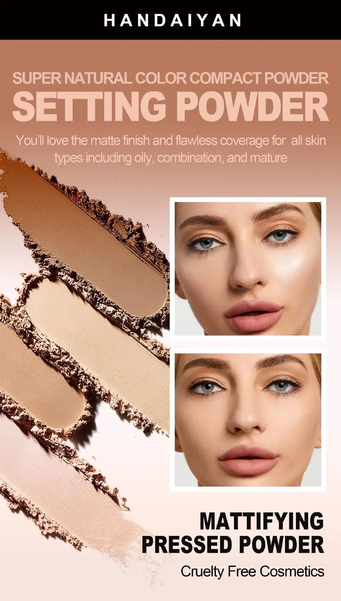8-Color Matte Pressed Powder – Full Coverage, Oil Control & Waterproof