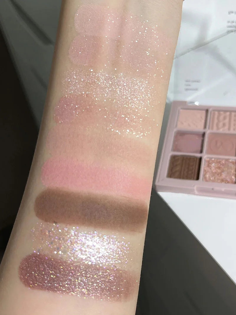 9-Color Eye Shadow Palette Glitter Pearly Eyeshadow Palette Nude Long Lasting Korean Charming Eyes Make Up Palette Cosmetics
