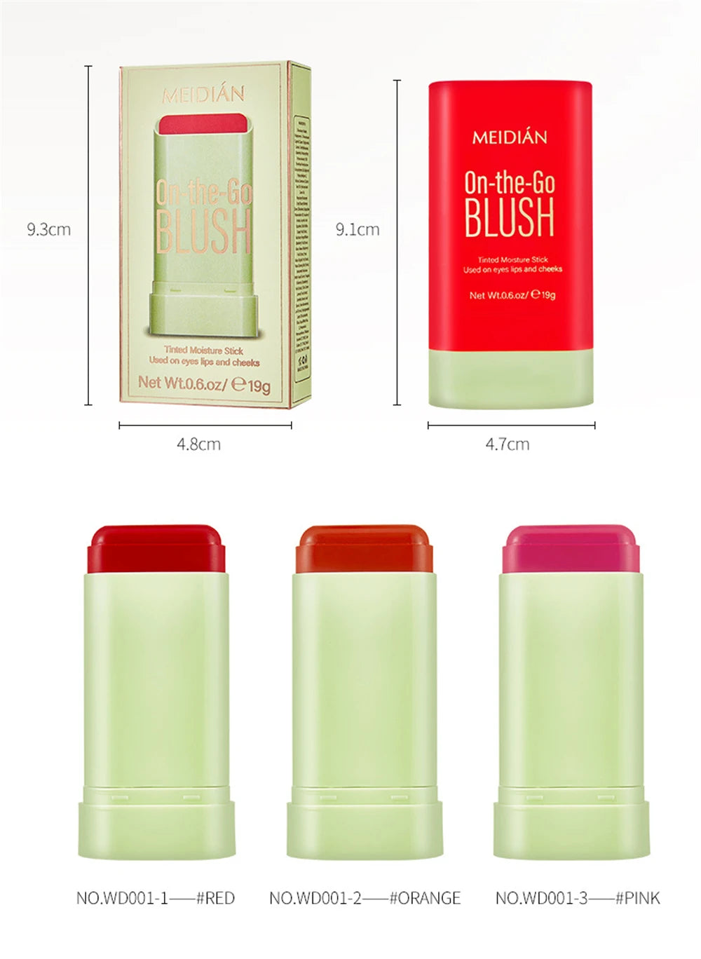 1pc Face Blush Cream Stick Korean Makeup Cosmetic Waterproof Long Lasting Lipstick Red Matte Blush Stick  Makeup Cream Blush