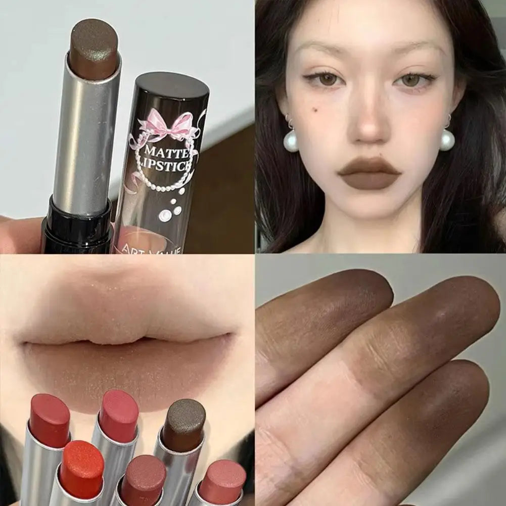 Velvet Brown Finish Matte Lipstick,Super Soft & Ultra Silky Lip Stick,Long Lasting & Moisturizing Vegan Lip Makeup For Wome S9Q2