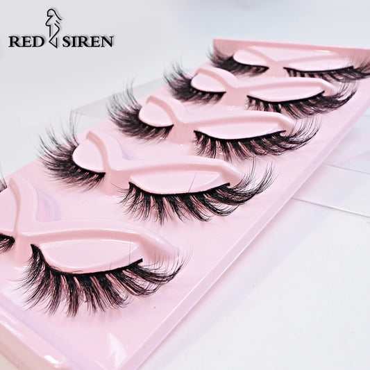 Cat Eye Lashes Natural Look Fox False Eyelashes Wispy & Lightweight Faux Mink Lashes for Doll Eye Makeup 5 Pairs/Pack
