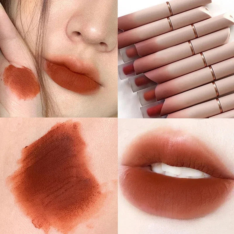 Velvet Matte Lipstick Cream Sexy Red Lip Tint Moisturizing Long Lasting Lip Gloss Waterproof Makeup Korean Cosmetics 6 Color