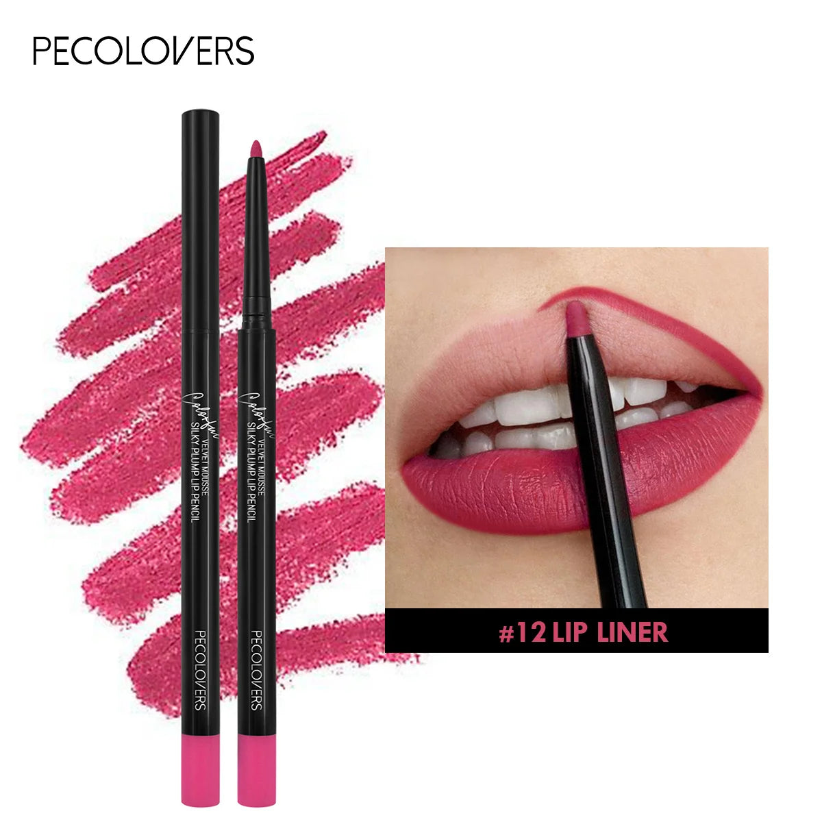 Matte Red Lipliner & Lipstick Pencil – Waterproof, Moisturizing, 12 Shades