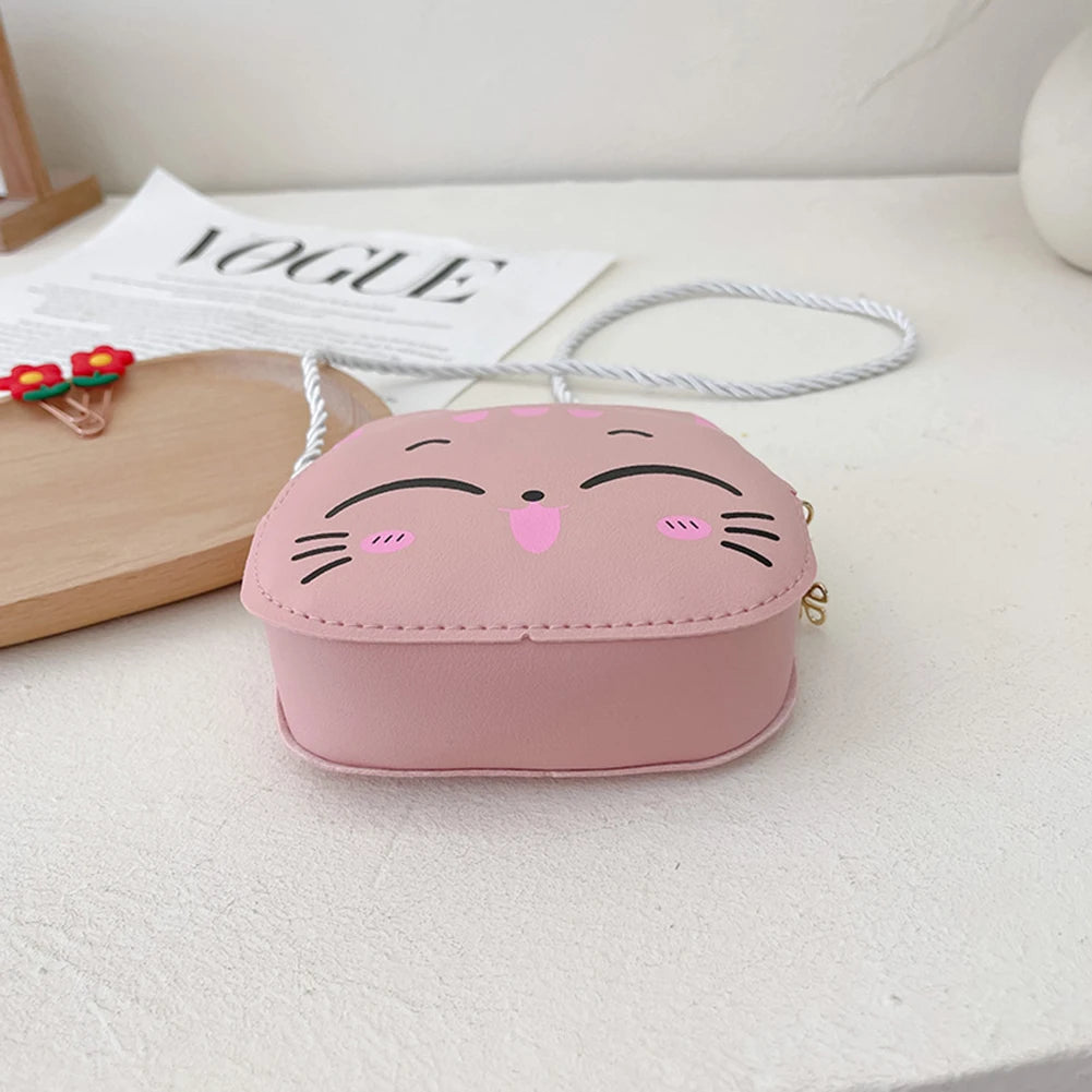 Girls Kawaii Satchel Bag Cartoon Cat Mini Shoulder Bag Casual Small Pouch Compact Kids Daily Bags