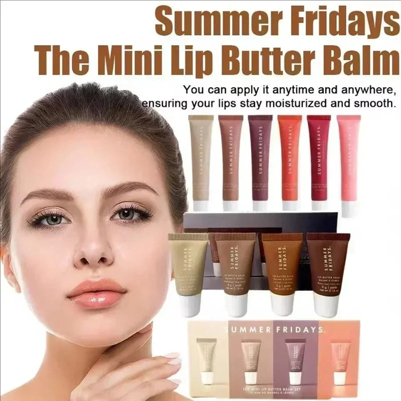 Summer Fridays  Mini Set Lip Balm Vanilla Iced Coffee Lip Gloss Lip Balm Moisturizing Smooth Soft Lips Cosmetics Makeup Lip Care