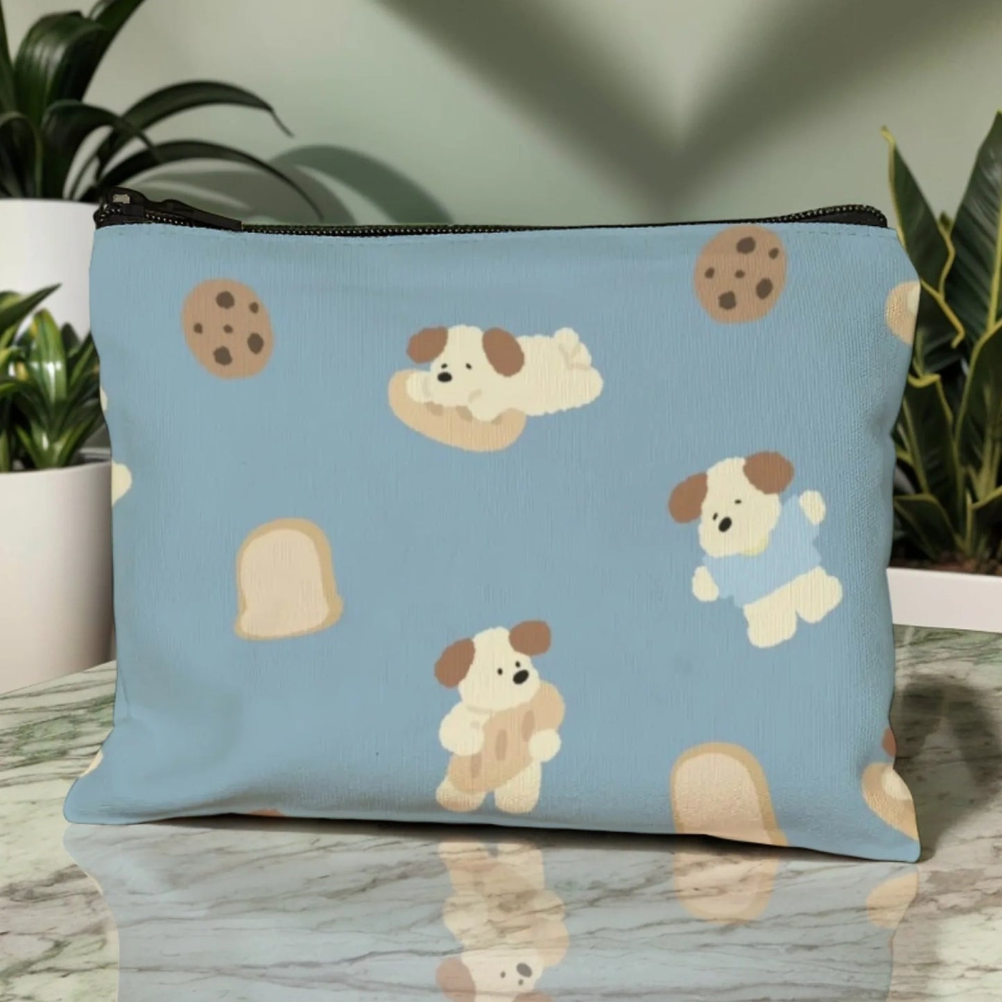 Girly Bear & Cherry Makeup Pouch with Blue Gingham Pattern Print  Cute Organizer for Lip Gloss & Small Beauty Items Ideal Gift