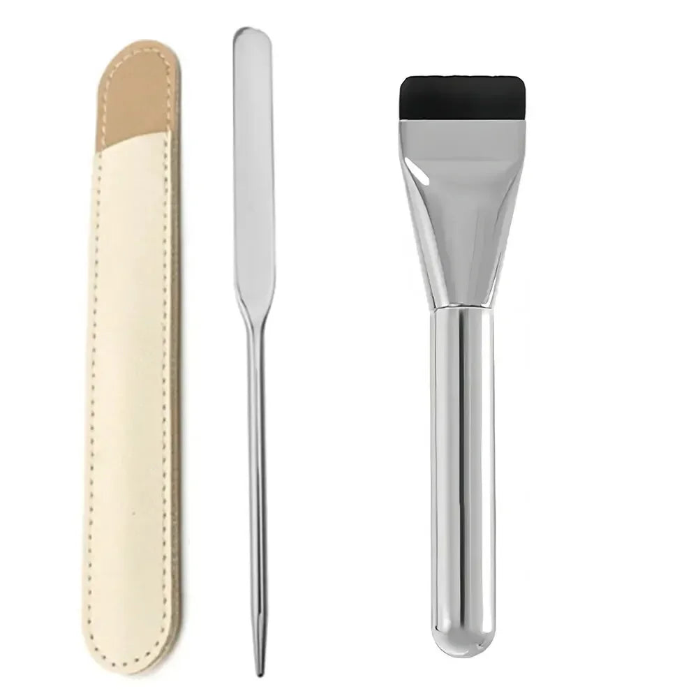 Stainless Steel Makeup Spatula Mixing Stick Foundation Brush Set Eyeshadow Cream Pigment Mixing Tool Face Contour Brush Tool