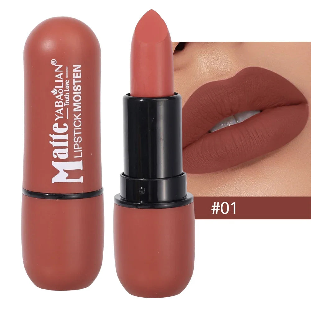 Velvet Nude Lipstick 6 Colors Matte Waterproof Moisturizing Lasting Sexy Red Lip Non-Stick Cup Makeup Lips Tint Cosmetics Beauty