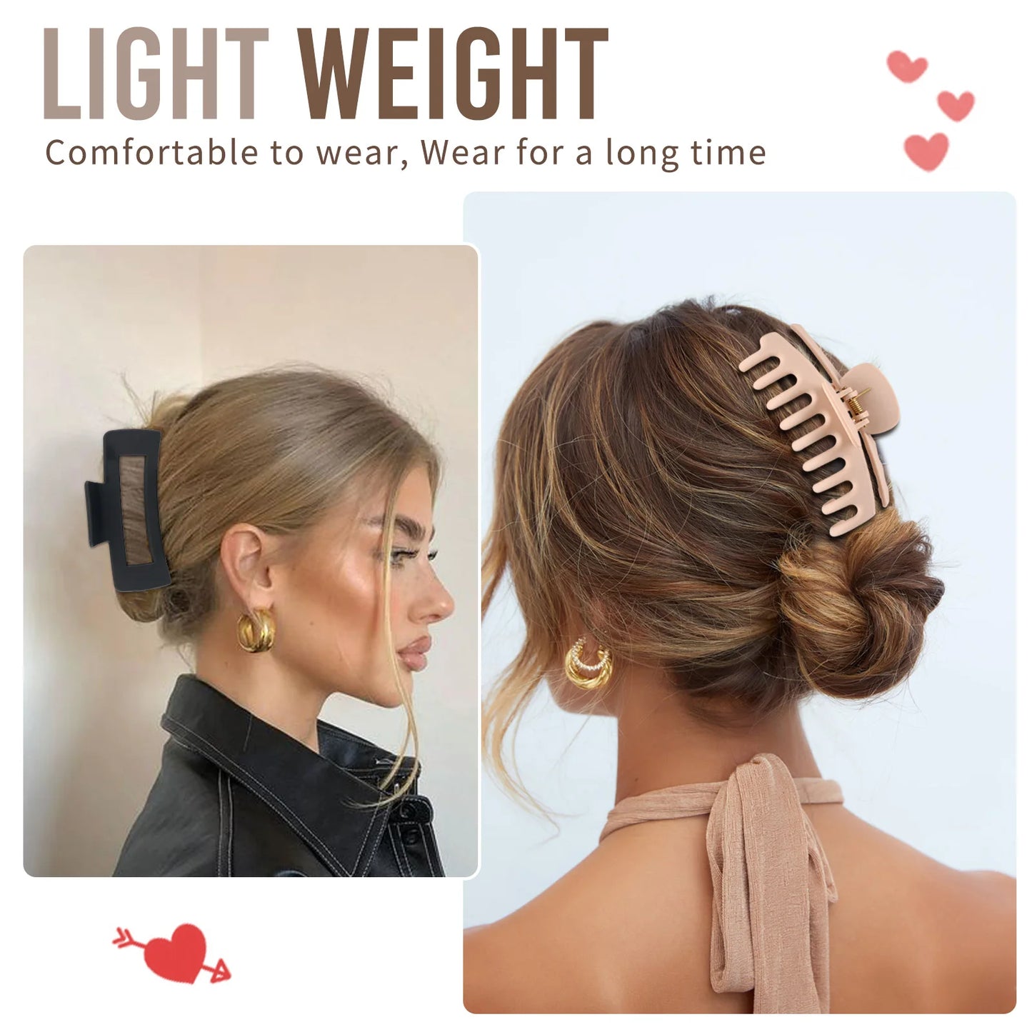 8 Pcs Hair Clips for Women 4.3 Inch Large Hair Claw Clips for Women Thin Thick Curly Hair, Big Matte Banana Clips