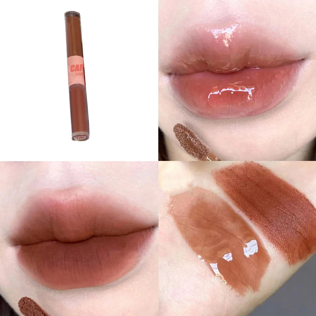 2-in-1 Matte Lipstick – Double Headed Lip Glaze, Moisturizing & Sweatproof
