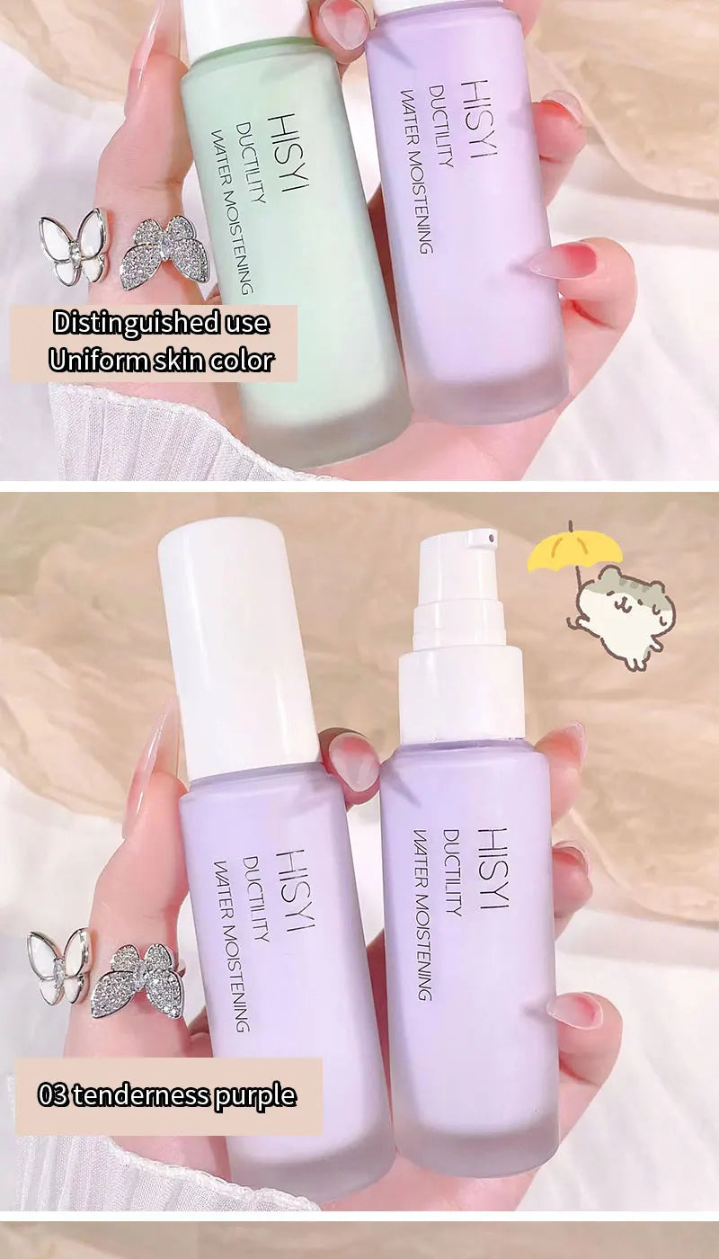 Silky and clear primer, natural cream to brighten and prevent makeup from coming off easily, foundation liquid,