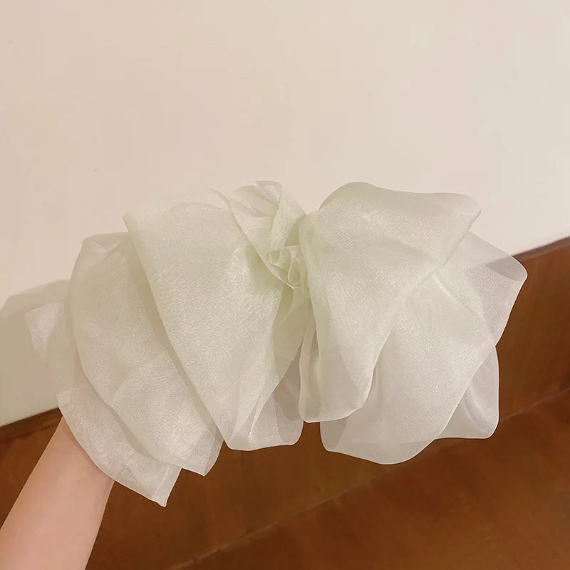 New Bow Hairpin for Women Cute Satin Fabric Hair Clip Korean Chiffon Ponytail Oversized Multilayer Hairpin Hair Accessories