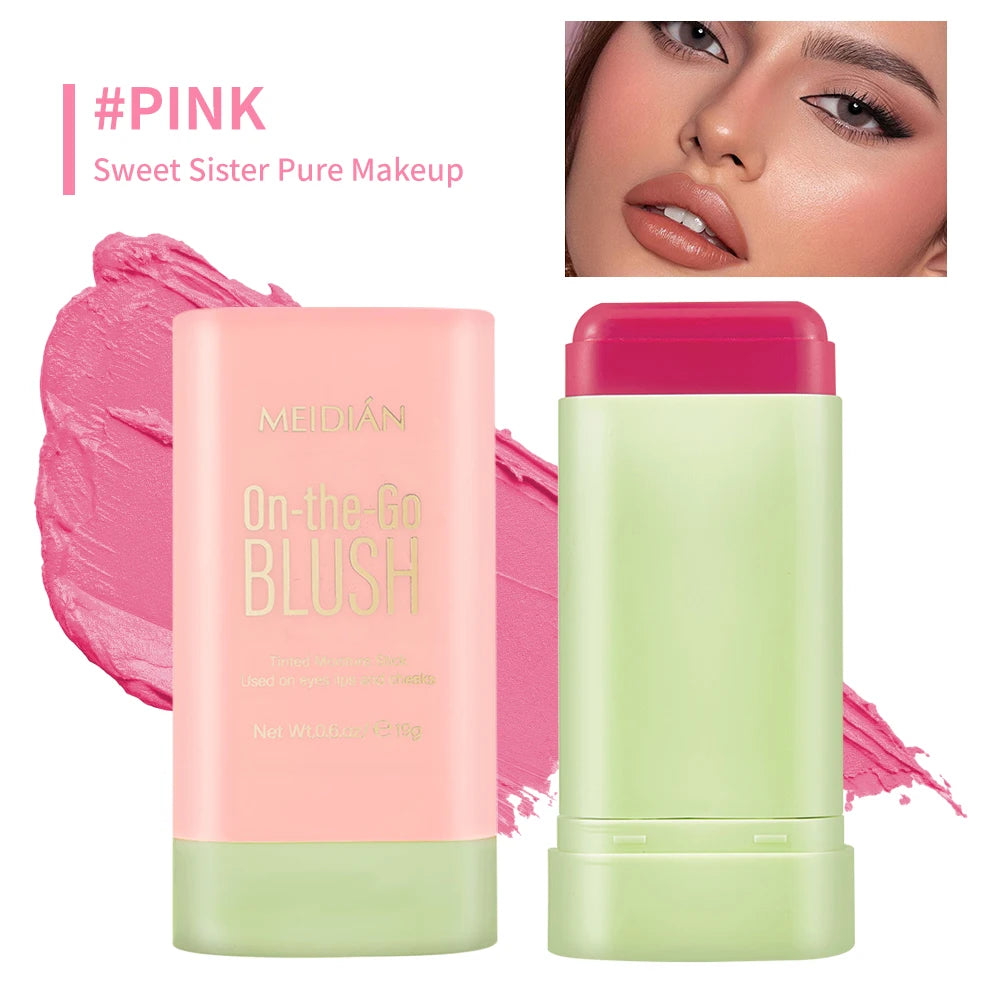 1pc Face Blush Cream Stick Korean Makeup Cosmetic Waterproof Long Lasting Lipstick Red Matte Blush Stick  Makeup Cream Blush