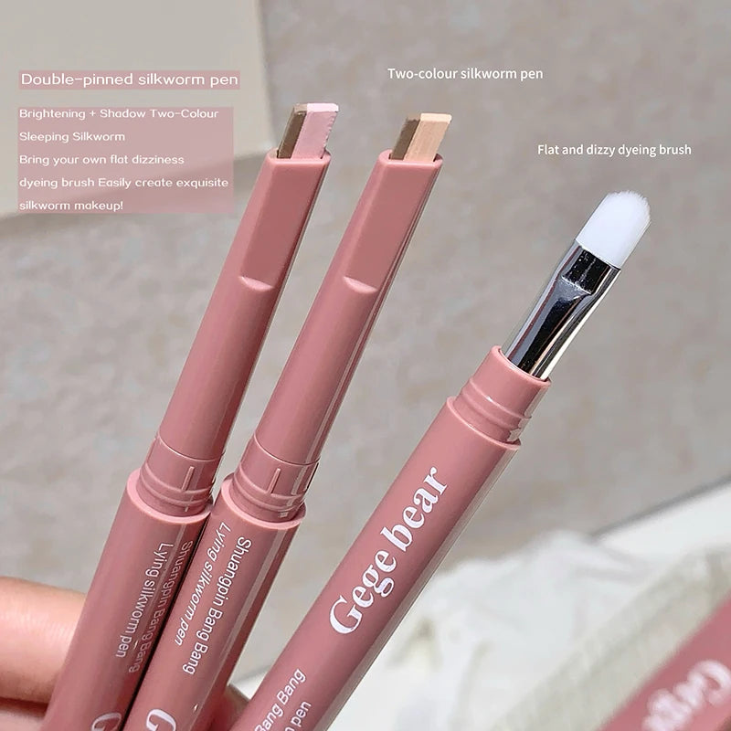 Dual-Tone Lying Silkworm Pencil Matte Highlighting Shadow Pencil Nude Beige Brown Brightening Cream Waterproof Makeup Tool