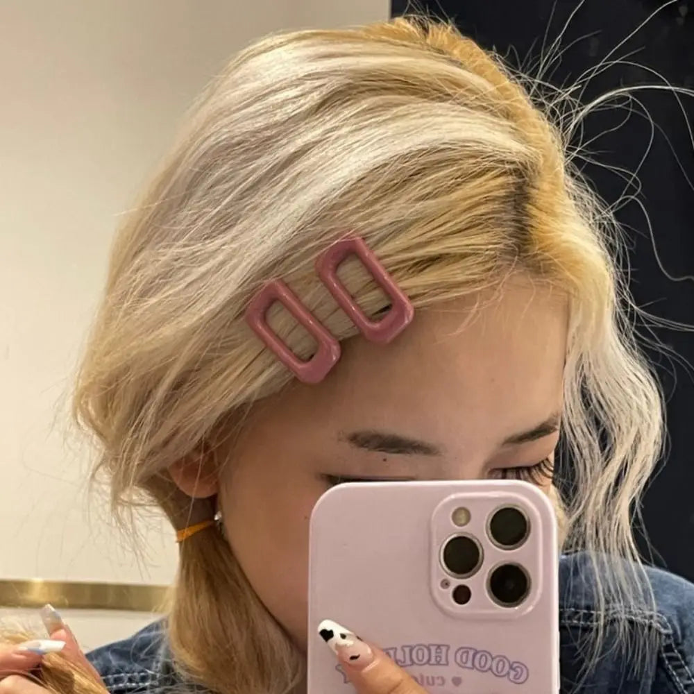 1Pair Korean Style Hair Clips Simple All Match Light Weight Hairgrips Morandi Color Square Hair Barrettes Hair Accessories
