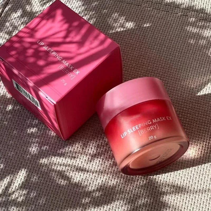 20g Korean Berry Lip Sleeping Mask Night Sleep Maintenance Moisturizing Fade Lip Lines Nourishing 8gx4 Lip Balm Skin 3g Sampls