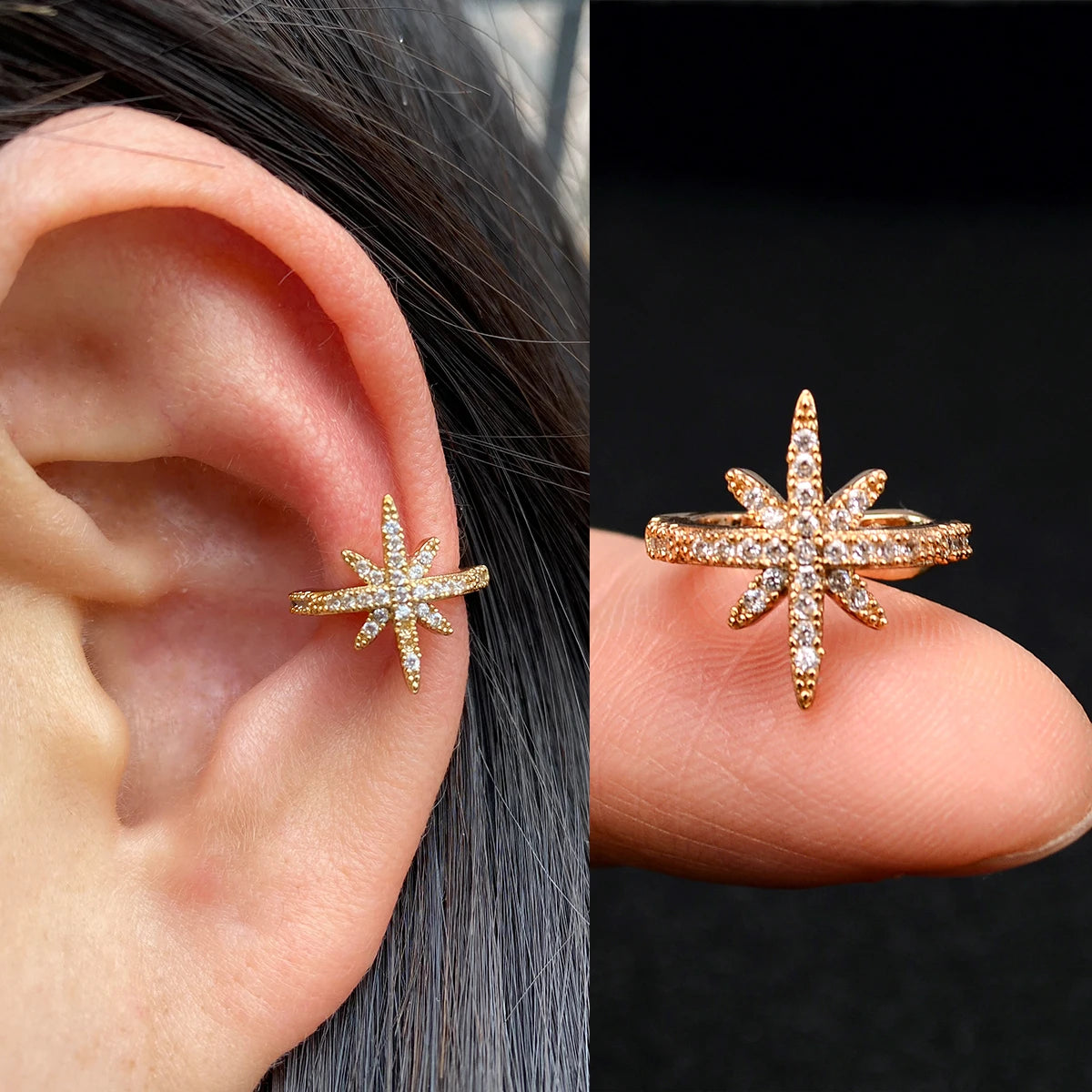 1Piece Helix Cartilage Conch Fake Without Hole Piercing Ear Cuffs Earcuff Wrap Rock Earring Non Piercing Women Clip Adjustable