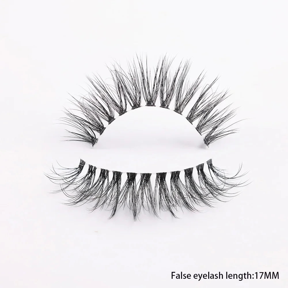 Clear Band Eyelashes Natural Fluffy 3D Mink Lashes D Curl  Volume Wispy False Eyelashes With Clear Band Soft  Reusable Lashes