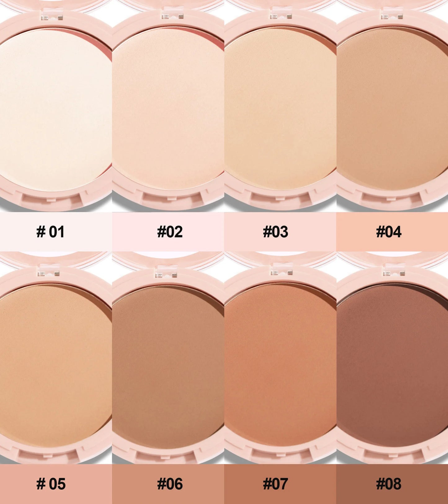 8-Color Matte Pressed Powder – Full Coverage, Oil Control & Waterproof