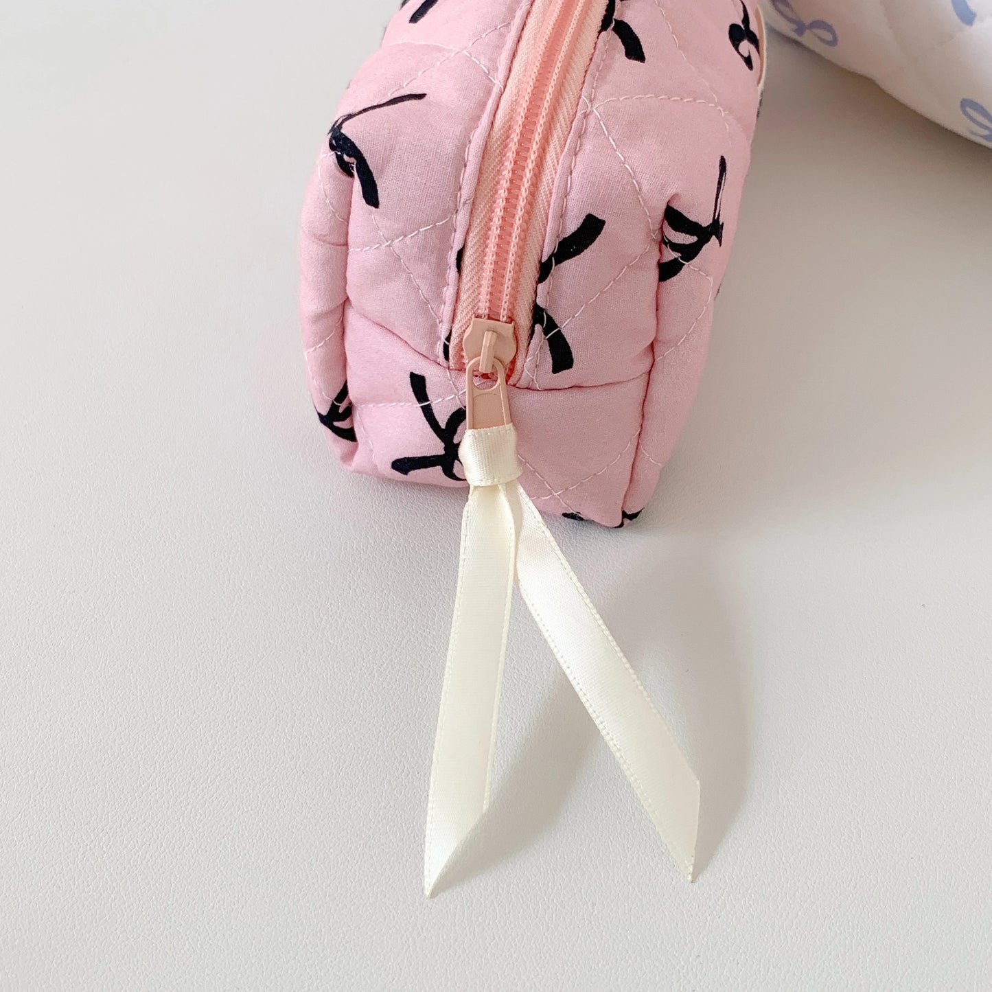 Sweet Girl Pencil Pouch Bow Ribbon Decoration Fabric Pencil Pouch School Stationery Organizer Kawaii Pencil Bag