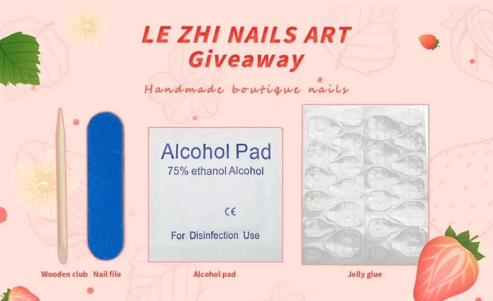 Long-Lasting Press-on Artificial Nails with Silk Flower & Electroplated Alloy Traditional Chinese Red Blue Nail Art for Hanfu