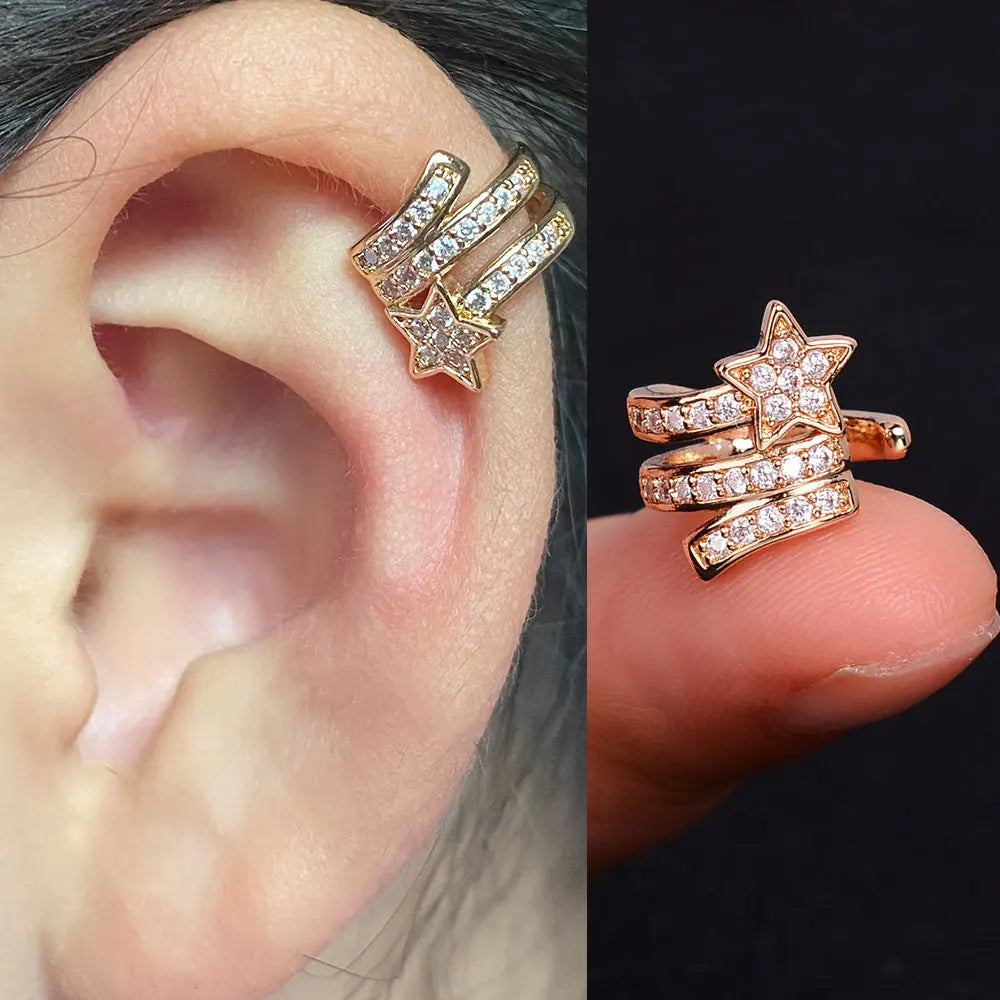 1Piece Helix Cartilage Conch Fake Without Hole Piercing Ear Cuffs Earcuff Wrap Rock Earring Non Piercing Women Clip Adjustable