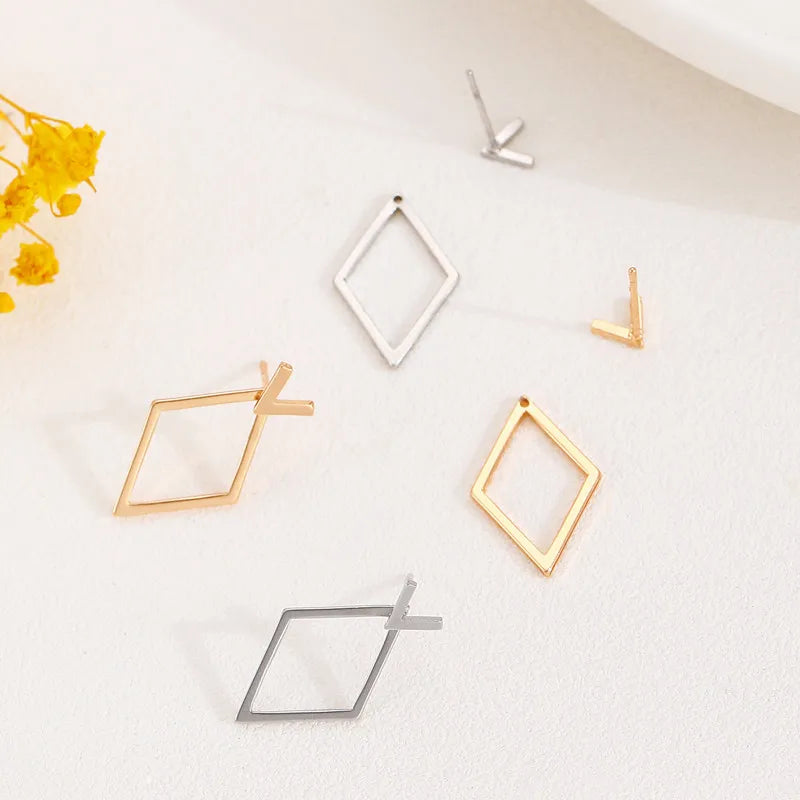 Geometric Rhombus Double Layer Combination Design Earrings For Women Simple Fashion Daily Accessory Party Jewelry Birthday Gifts