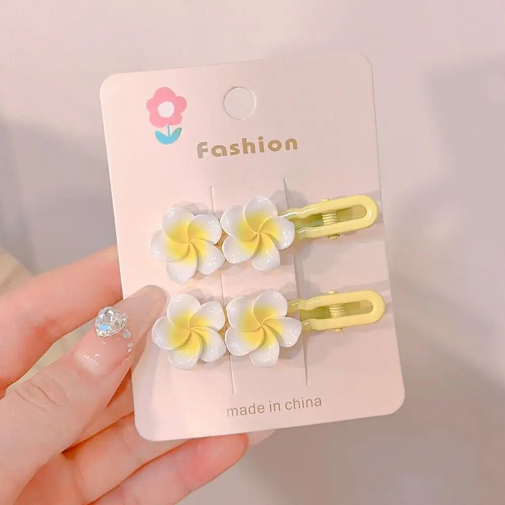 Hair Rope Plumeria Flower Hair Clip Hair Clip Hair Accessories Egg Flower BB Clip Traditional Mini Hair Claw Flower Barrette