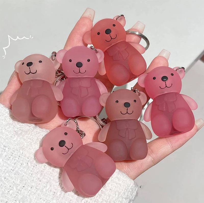Cute Bear Keychain Velvet Mist Lip Glaze Waterproof Lasting Matte Lipstick Orange Lips Tint Women Dupes Korean Makeup Cosmetic
