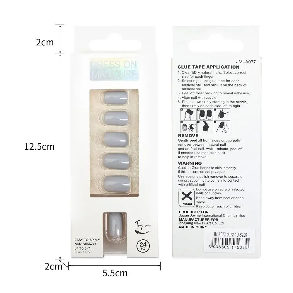 24pc nails Art Fake Nail Tips False Press on Coffin with Glue Stick Designs Clear Display Short Set Full Cover Artificial Square