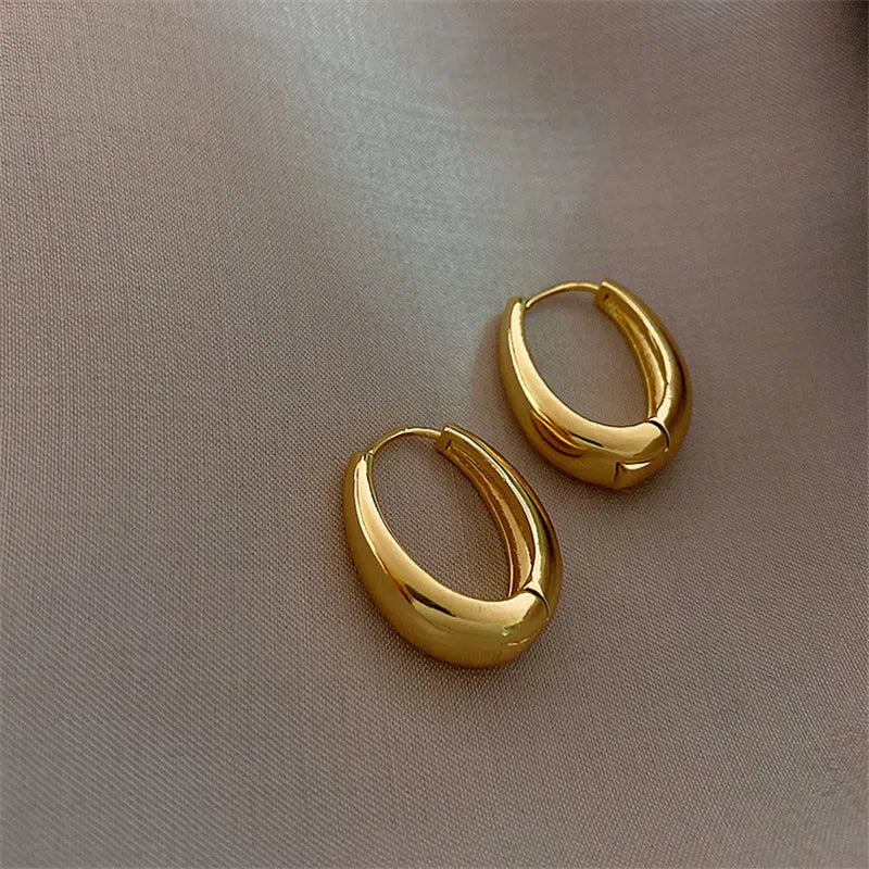 Fashion Simple Silver Color Hoop Earrings for Women Girl Circle Round Minimalist Earrings Party C-Shape Classic Jewelry Gifts