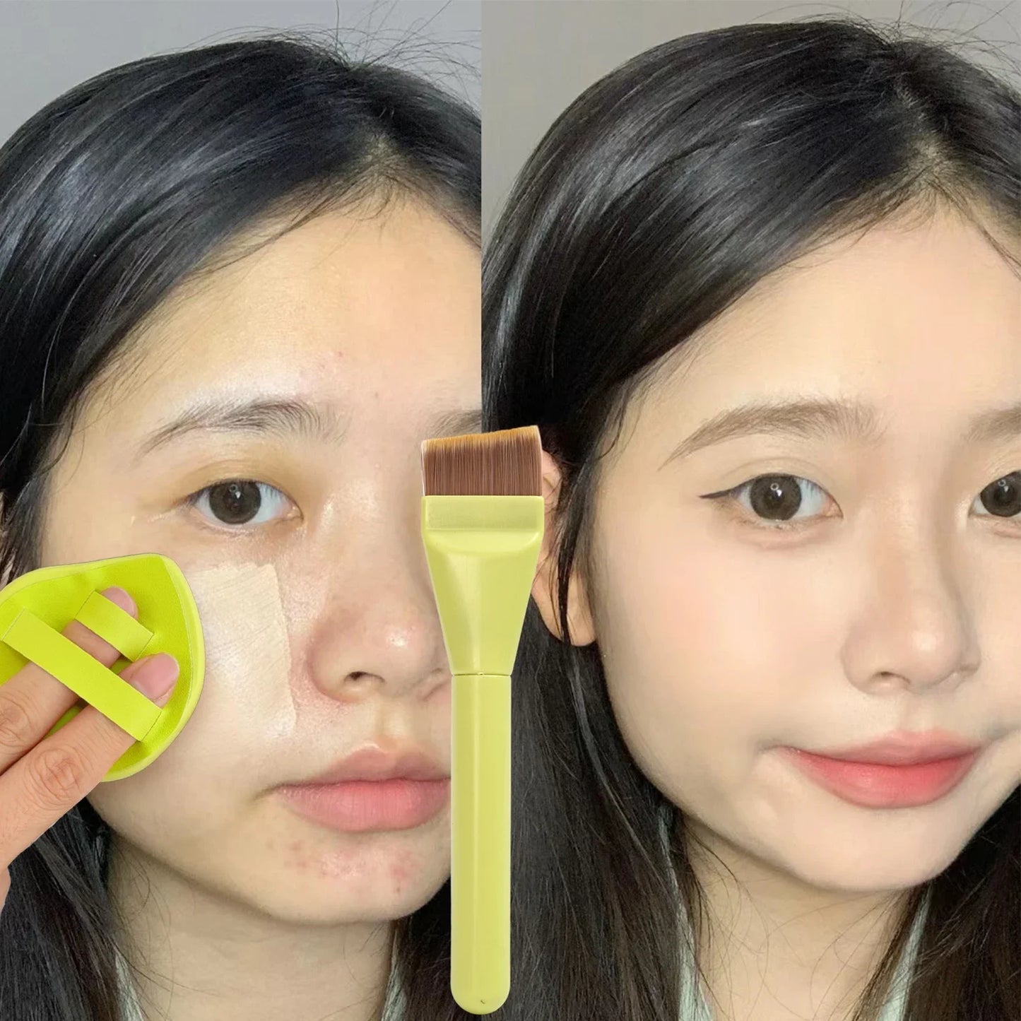 3pcs Foundation Makeup Tools Kit Concealer Brush Powder Puff and Cream Palette Portable Makeup Blending Tool for Travel Daily