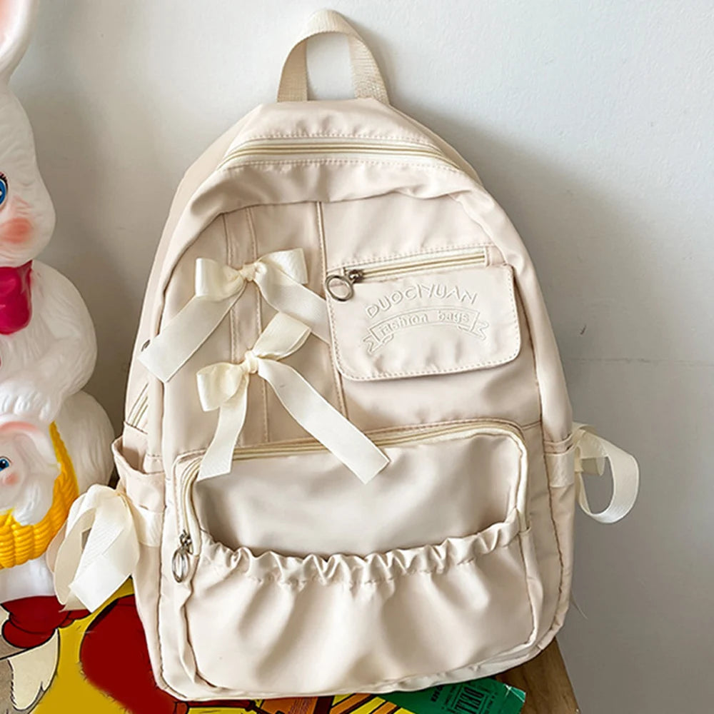 Waterproof Large-capacity Fashion Women Backpack White School Bags For Teenage Girls Canvas Casual Daypack Bag Travel Backbag