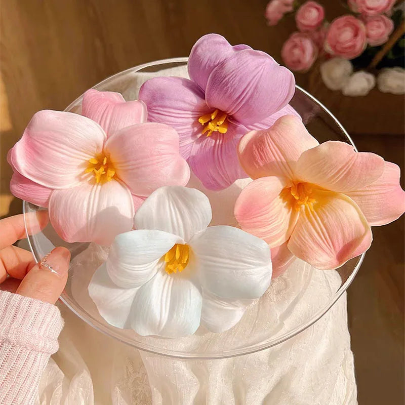 Fabric Flower Hair Side Clip Fashion Beach Vacation Tulip Flower Hair Clips Flower Duckbill Barrettes Summer Women Girls Hairpin