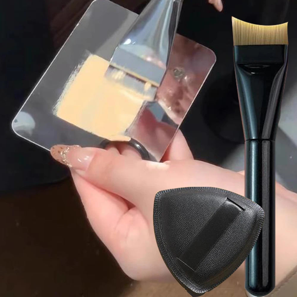 3pcs Foundation Makeup Tools Kit Concealer Brush Powder Puff and Cream Palette Portable Makeup Blending Tool for Travel Daily