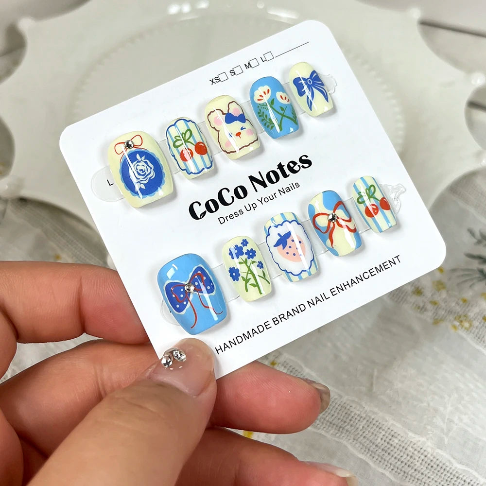 Handmade Press On Nails Reusable Decoration Fake Nail Full Cover Artificial Manicuree Wearable Nails CN003