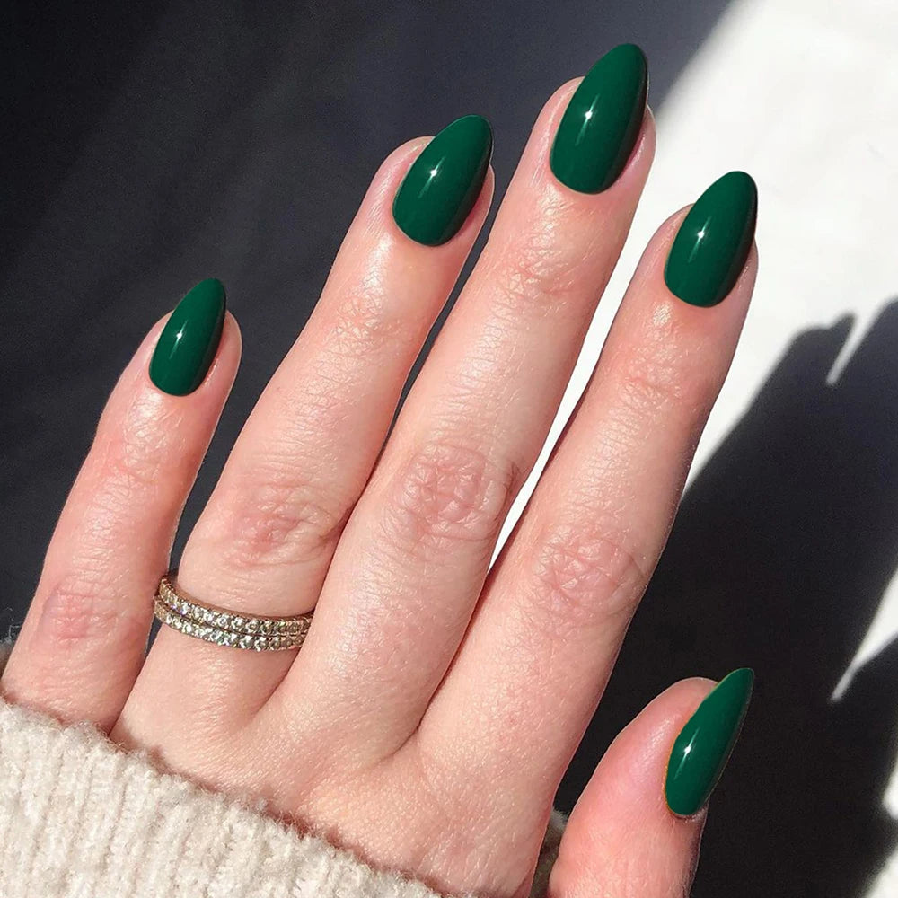 24pcs short oval nails, press nails, removable, reusable, artificial nails for women and girls daily wear