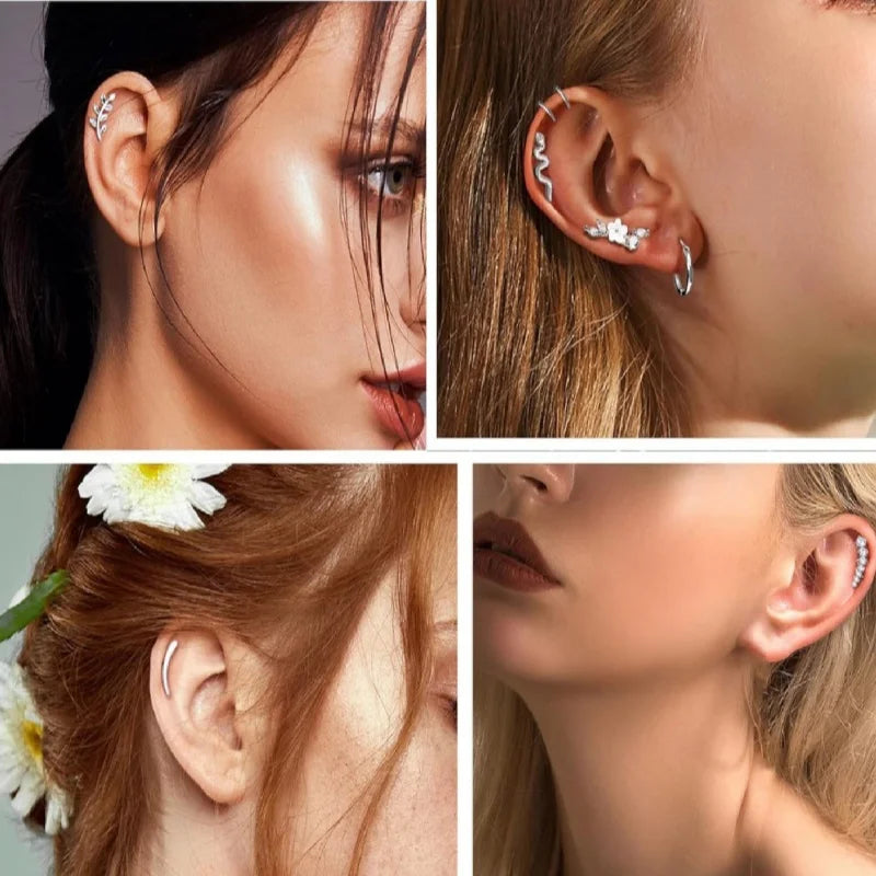 1Pc 16G Stainless Steel Screw Back Stud Earrings for Women Men, Fashion Cubic Zerconia Cartilage Conch Helix Ear Piercing Jewels